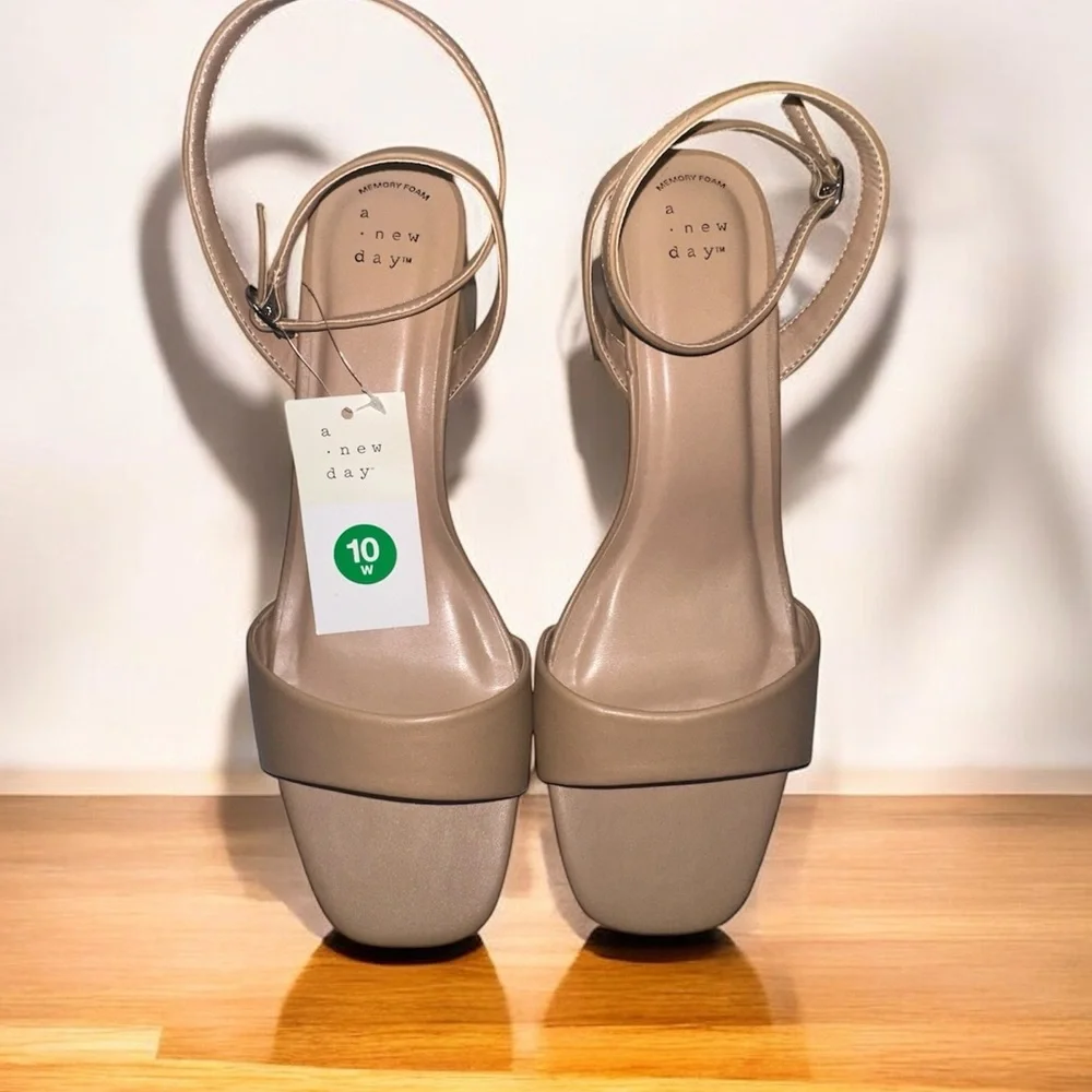 A New Day Beige Heeled Sandals size 10 #14